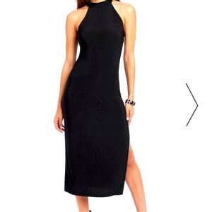 BEBE Black High Slit Halter Dress. Preowned. XXL.